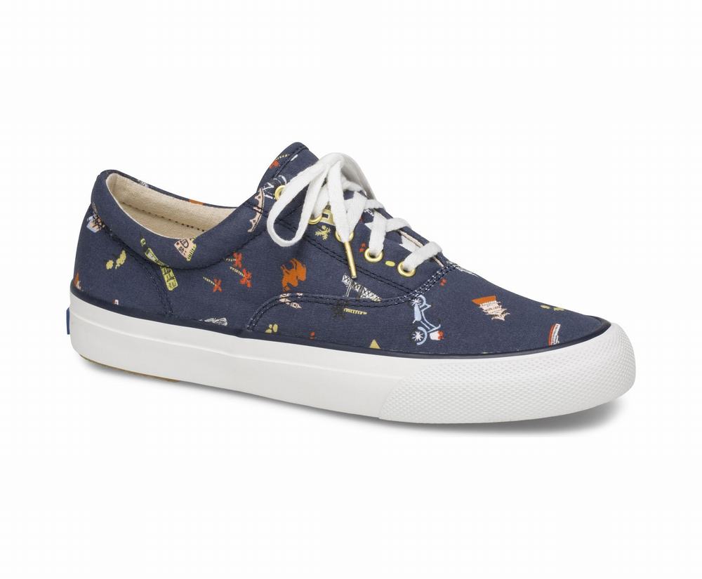 Women's Keds x Rifle Paper Co Anchor Wanderlust Wide Width Shoes Navy 6749810ZY - South Africa